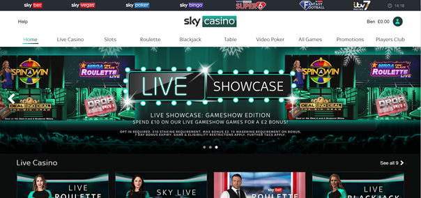 Screenshot Of Sky Casino.