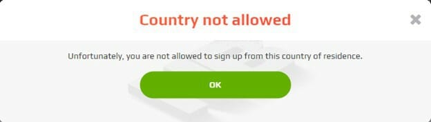 NetBet Country Not Allowed Screenshot