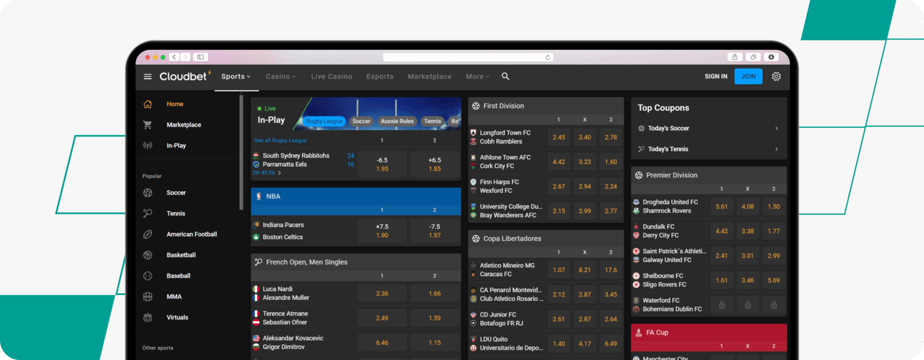 Cloudbet desktop screenshot