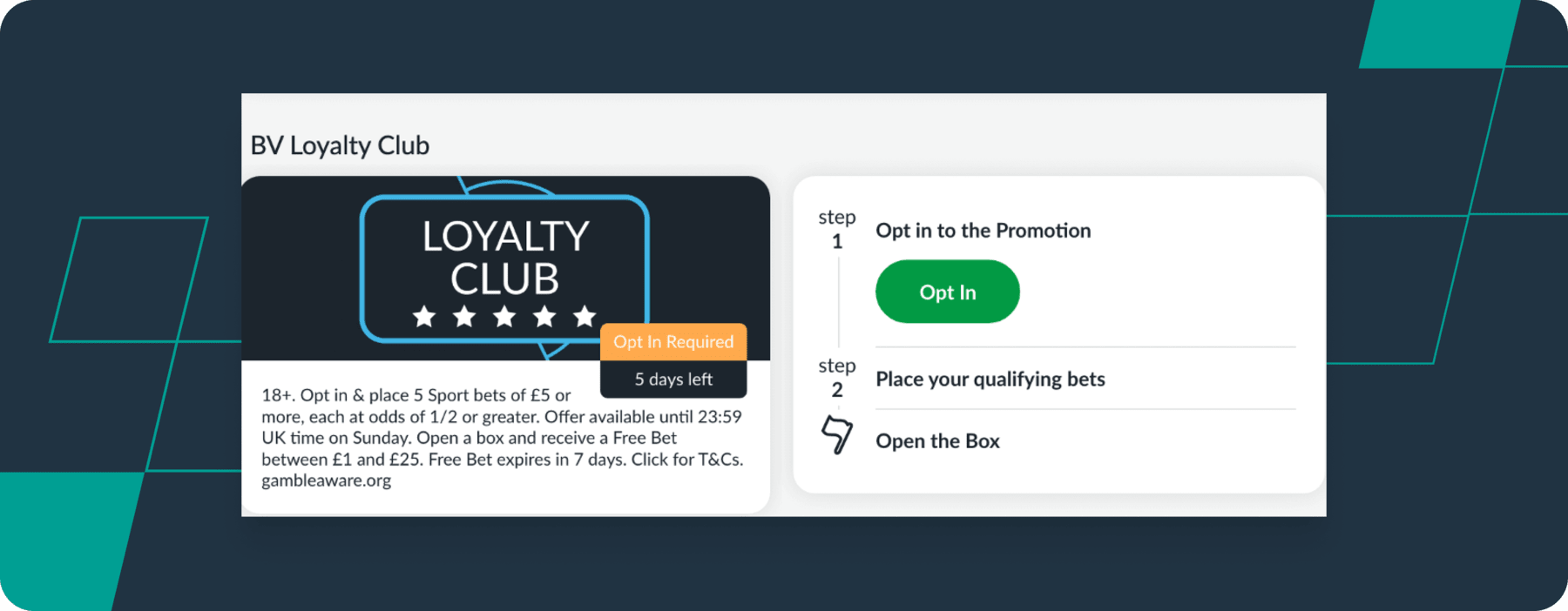 screenshot of betvictor loyalty club offer