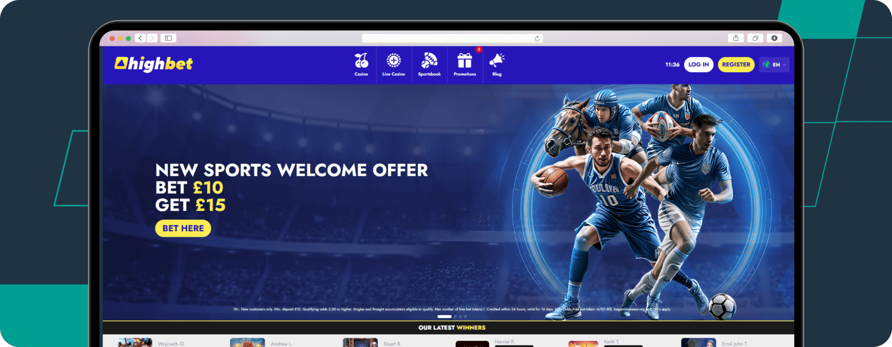 screenshot of highbet sports welcome offer